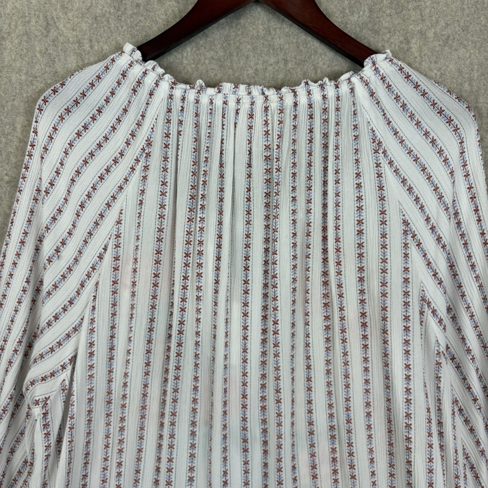 Savanna Jane 3X Blouse Floral Embroidered Boho Peasant Tassel Striped Read - Picture 7 of 12